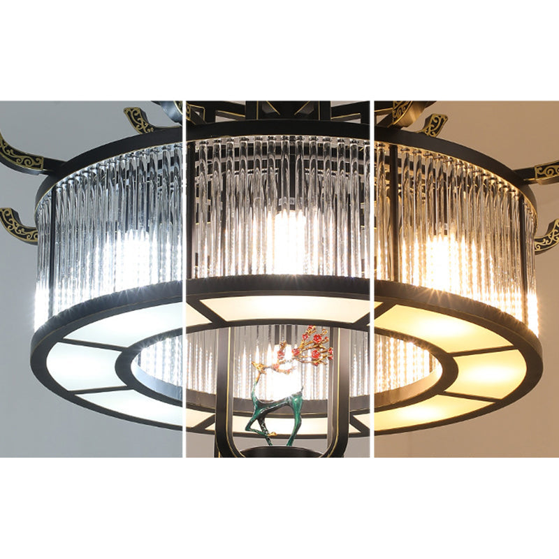 Traditional Chinese Dome Deer Round Rectangle Crystal Iron 4/6/8/10 - Light Chandelier For Dining Room