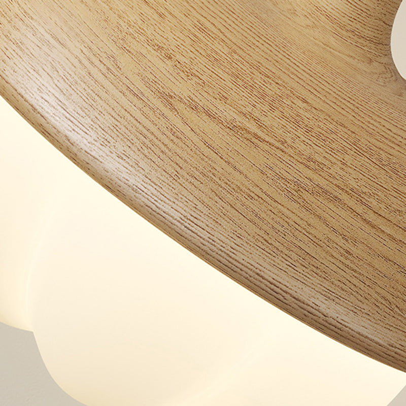 Traditional Japanese Bud Rubber Wood PE LED Wall Sconce Lamp For Bedroom