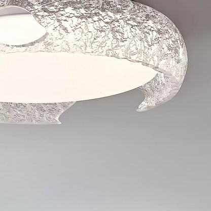 Modern Art Deco Semicircle Aluminum Resin LED Flush Mount Ceiling Light For Bedroom