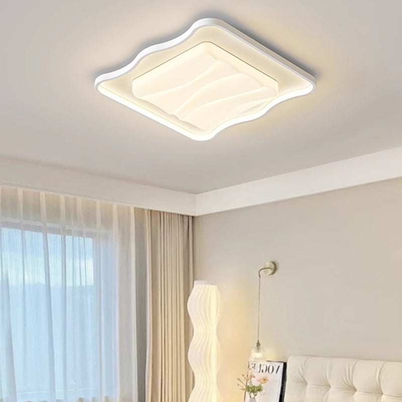 Contemporary Nordic Flower Round Square Rectangle Roto-molding Aluminum LED Flush Mount Ceiling Light For Bedroom