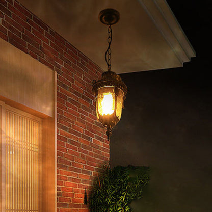 Traditional European Dome Conical Waterproof Aluminum Glass 1 - Light Pendant Light For Outdoor Patio