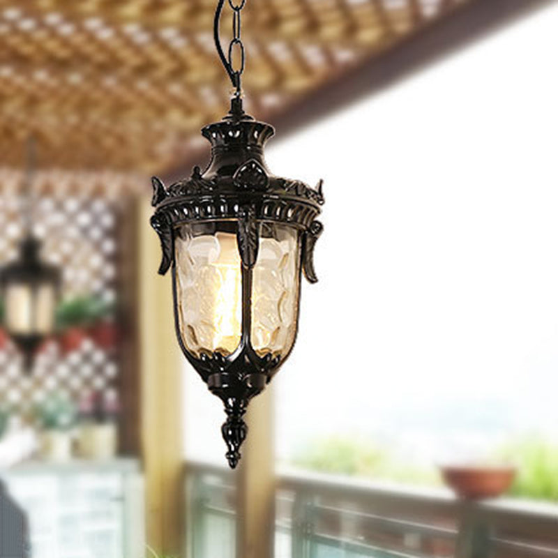 Traditional European Dome Conical Waterproof Aluminum Glass 1 - Light Pendant Light For Outdoor Patio