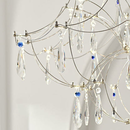 Traditional French Dome Branch Water Drop Crystal Stainless Steel Hardware LED Chandeliers For Living Room