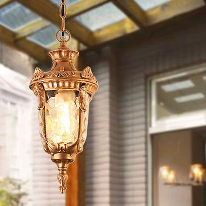 Traditional European Dome Conical Waterproof Aluminum Glass 1 - Light Pendant Light For Outdoor Patio