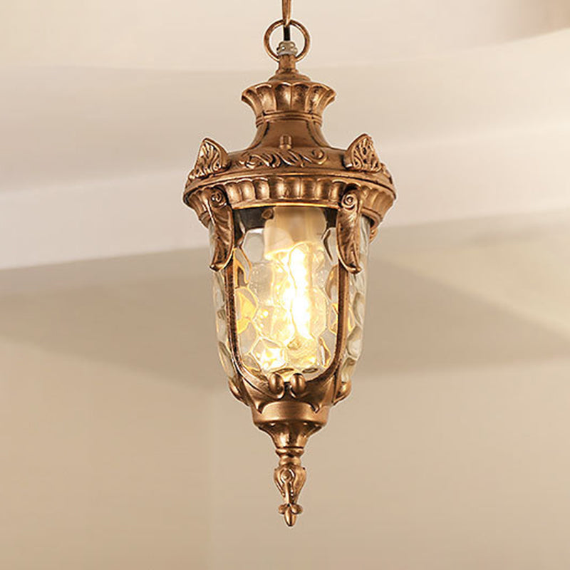 Traditional European Dome Conical Waterproof Aluminum Glass 1 - Light Pendant Light For Outdoor Patio