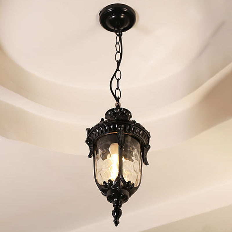 Traditional European Dome Conical Waterproof Aluminum Glass 1 - Light Pendant Light For Outdoor Patio