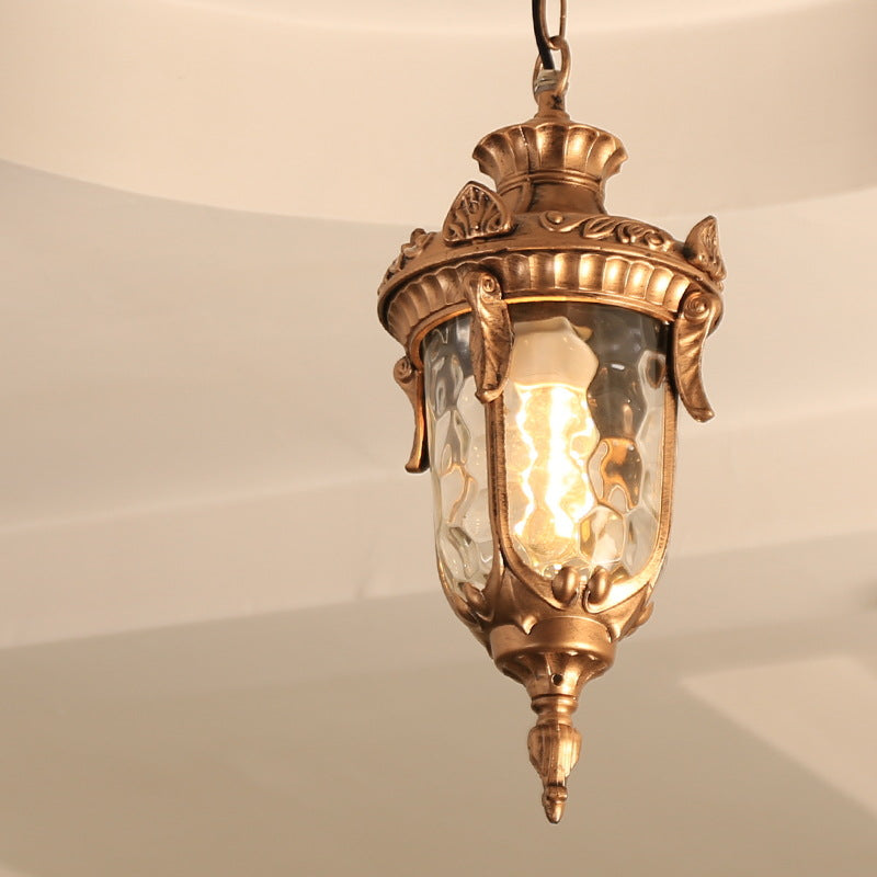 Traditional European Dome Conical Waterproof Aluminum Glass 1 - Light Pendant Light For Outdoor Patio