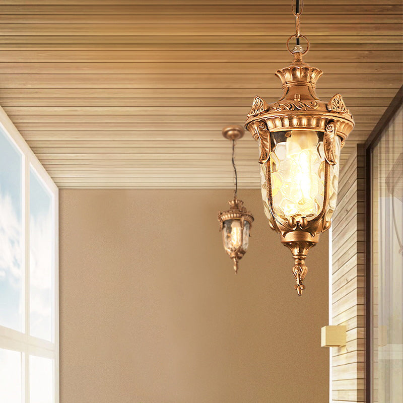 Traditional European Dome Conical Waterproof Aluminum Glass 1 - Light Pendant Light For Outdoor Patio