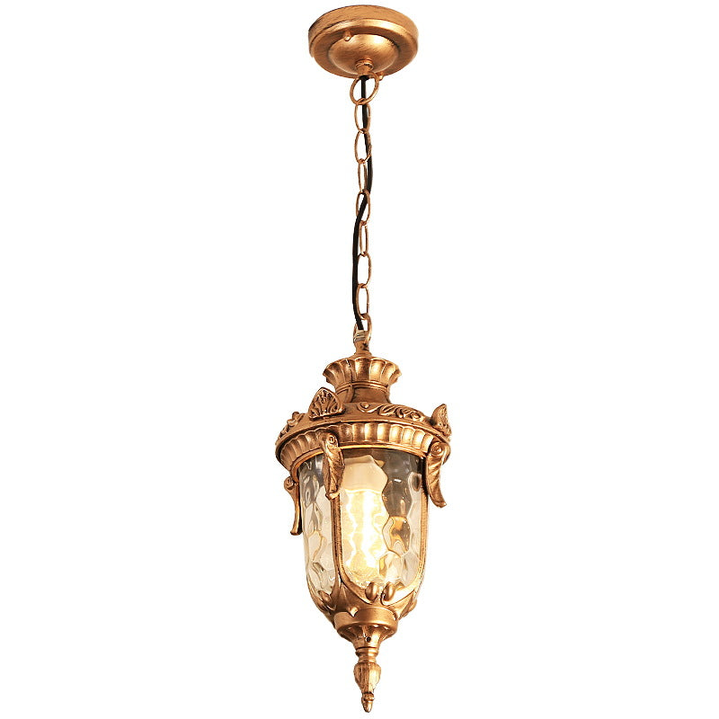Traditional European Dome Conical Waterproof Aluminum Glass 1 - Light Pendant Light For Outdoor Patio