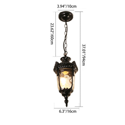 Traditional European Dome Conical Waterproof Aluminum Glass 1 - Light Pendant Light For Outdoor Patio