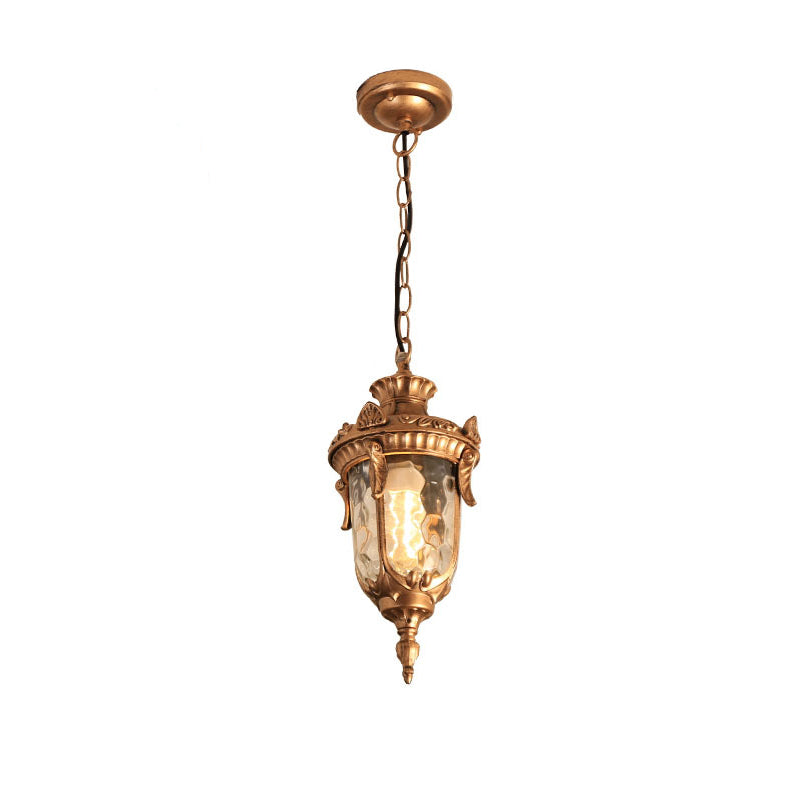 Traditional European Dome Conical Waterproof Aluminum Glass 1 - Light Pendant Light For Outdoor Patio