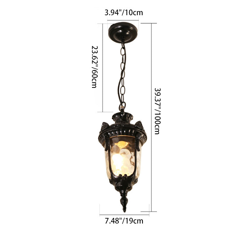 Traditional European Dome Conical Waterproof Aluminum Glass 1 - Light Pendant Light For Outdoor Patio