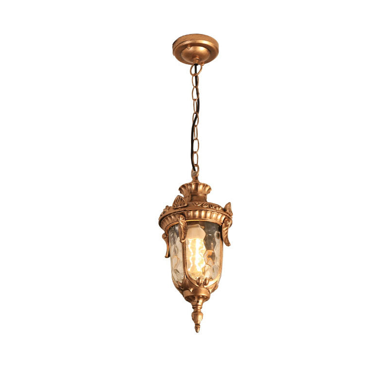 Traditional European Dome Conical Waterproof Aluminum Glass 1 - Light Pendant Light For Outdoor Patio