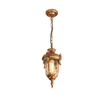 Traditional European Dome Conical Waterproof Aluminum Glass 1 - Light Pendant Light For Outdoor Patio
