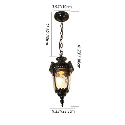 Traditional European Dome Conical Waterproof Aluminum Glass 1 - Light Pendant Light For Outdoor Patio