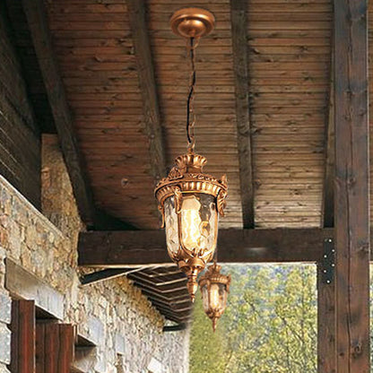 Traditional European Dome Conical Waterproof Aluminum Glass 1 - Light Pendant Light For Outdoor Patio