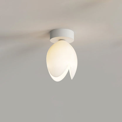 Contemporary Nordic Dome Tulip Flower Iron PE Lampshade LED Semi-Flush Mount Ceiling Light For Hallways