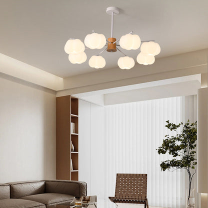 Traditional Japanese Dome Marshmallow Iron PE 5/8 - Light Chandelier For Living Room