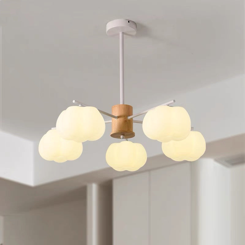 Traditional Japanese Dome Marshmallow Iron PE 5/8 - Light Chandelier For Living Room