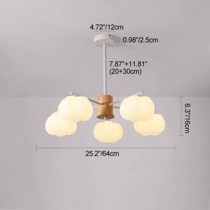 Traditional Japanese Dome Marshmallow Iron PE 5/8 - Light Chandelier For Living Room
