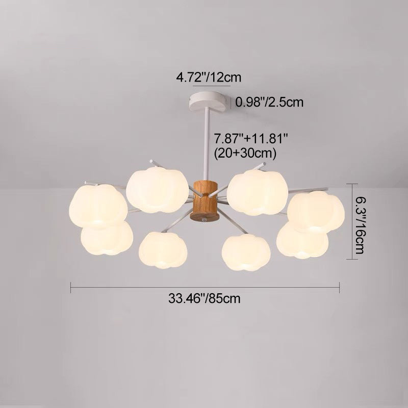 Traditional Japanese Dome Marshmallow Iron PE 5/8 - Light Chandelier For Living Room