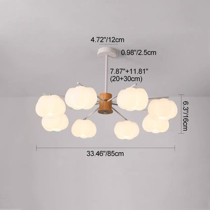 Traditional Japanese Dome Marshmallow Iron PE 5/8 - Light Chandelier For Living Room