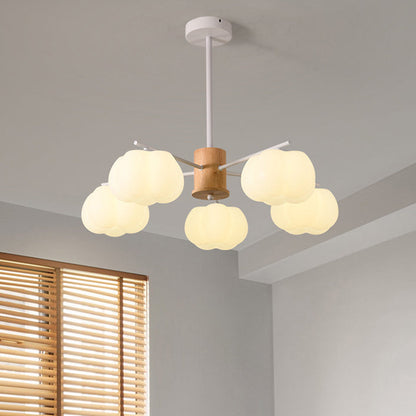 Traditional Japanese Dome Marshmallow Iron PE 5/8 - Light Chandelier For Living Room