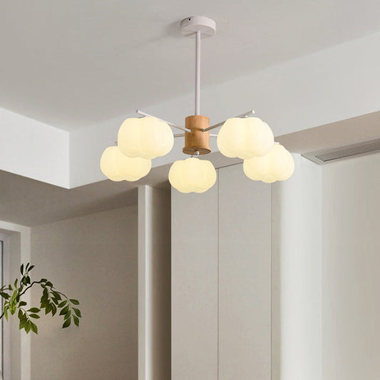 Traditional Japanese Dome Marshmallow Iron PE 5/8 - Light Chandelier For Living Room