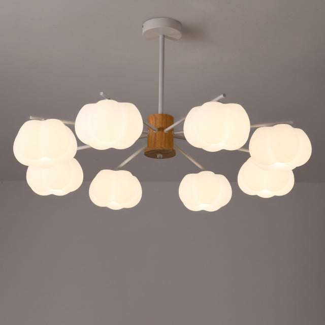 Traditional Japanese Dome Marshmallow Iron PE 5/8 - Light Chandelier For Living Room