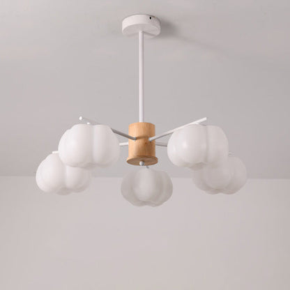 Traditional Japanese Dome Marshmallow Iron PE 5/8 - Light Chandelier For Living Room