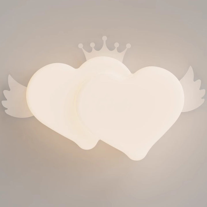 Contemporary Creative Heart Wings Crown PE Iron LED Flush Mount Ceiling Light For Bedroom