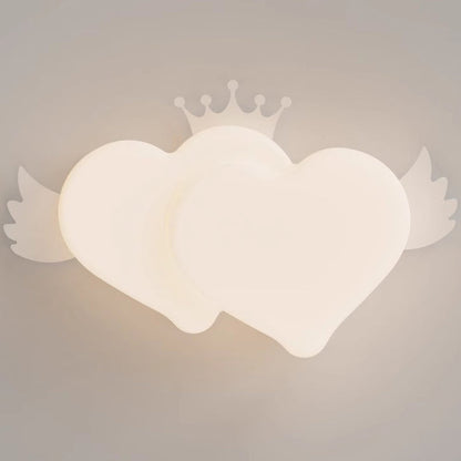 Contemporary Creative Heart Wings Crown PE Iron LED Flush Mount Ceiling Light For Bedroom