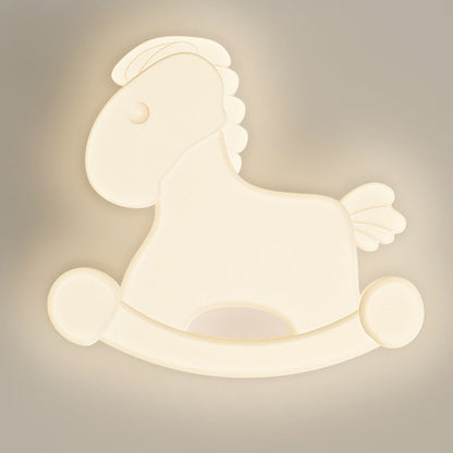 Contemporary Creative Unicorn PE Iron LED Flush Mount Ceiling Light For Bedroom