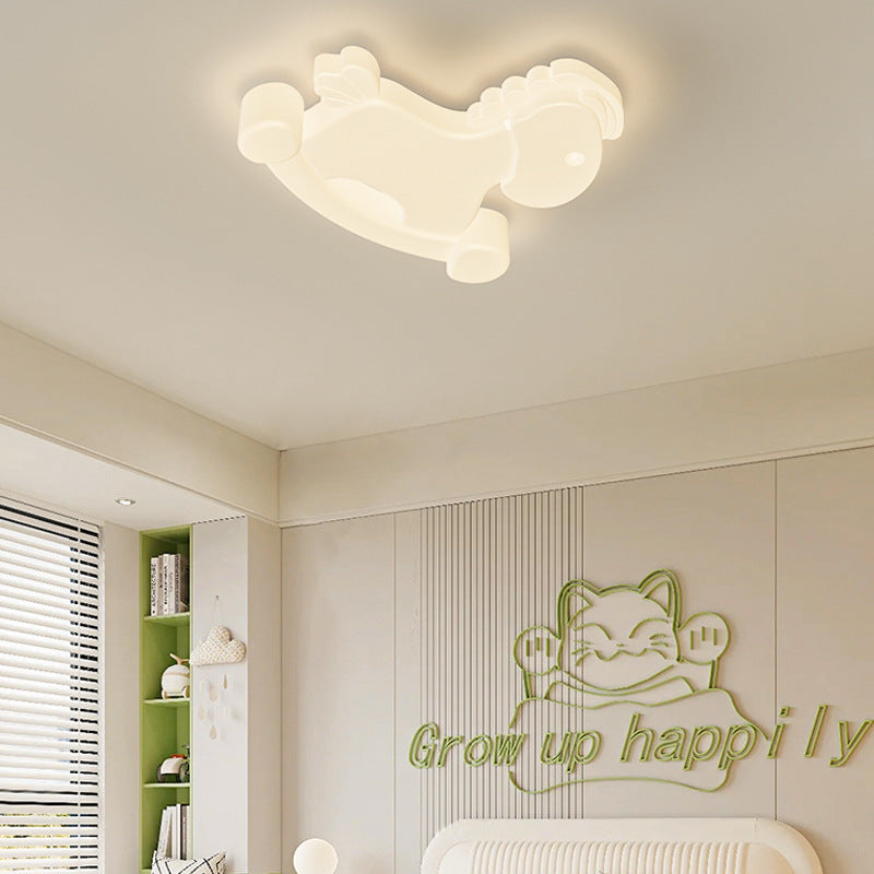 Contemporary Creative Unicorn PE Iron LED Flush Mount Ceiling Light For Bedroom