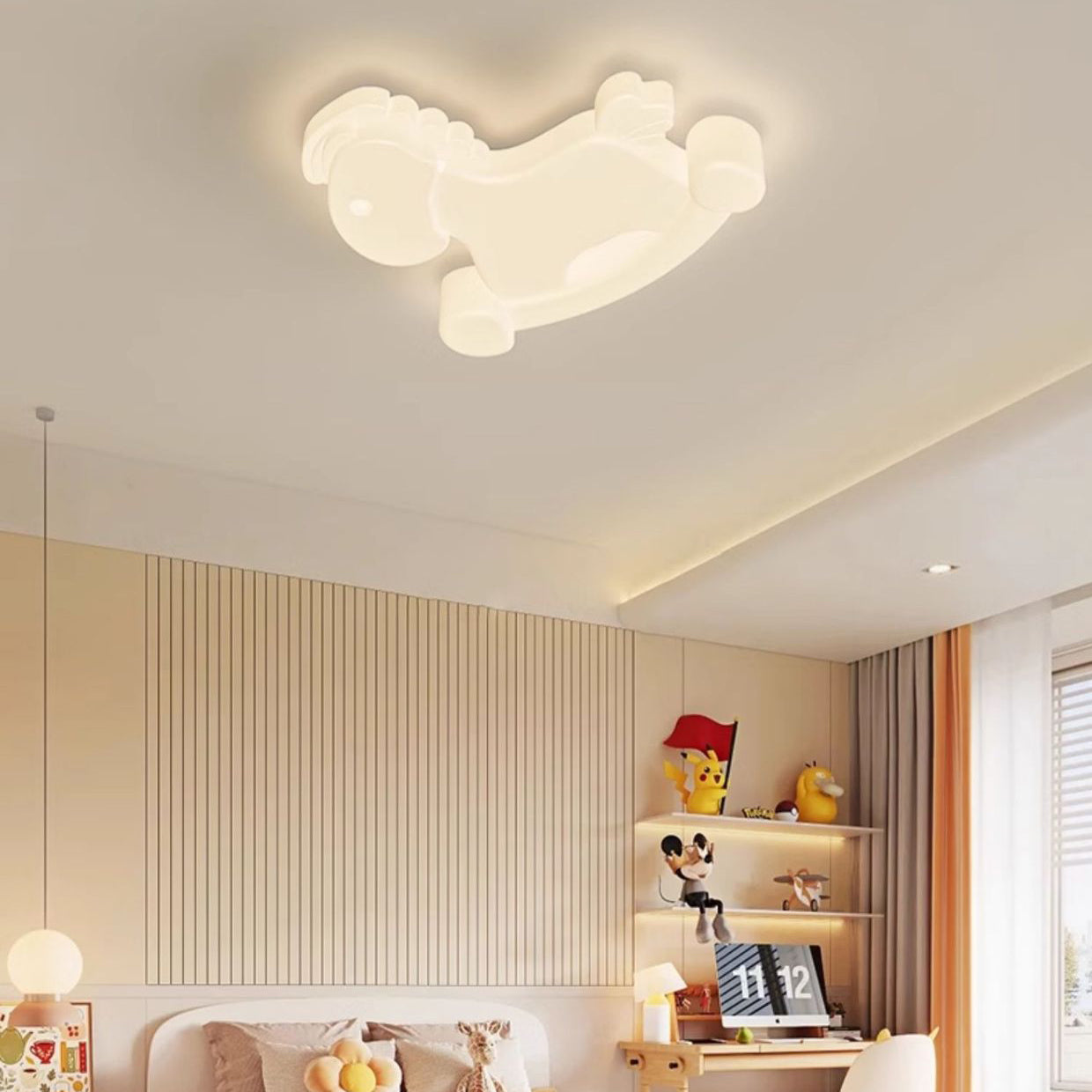 Contemporary Creative Unicorn PE Iron LED Flush Mount Ceiling Light For Bedroom