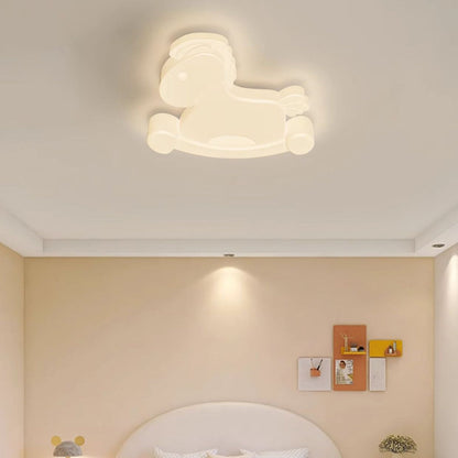 Contemporary Creative Unicorn PE Iron LED Flush Mount Ceiling Light For Bedroom