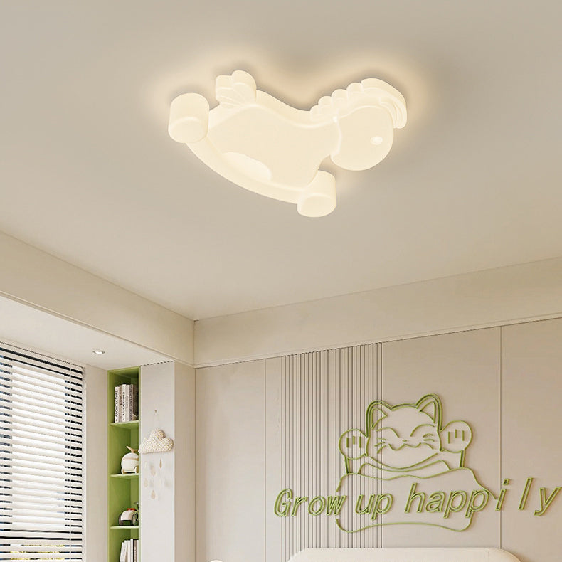 Contemporary Creative Unicorn PE Iron LED Flush Mount Ceiling Light For Bedroom