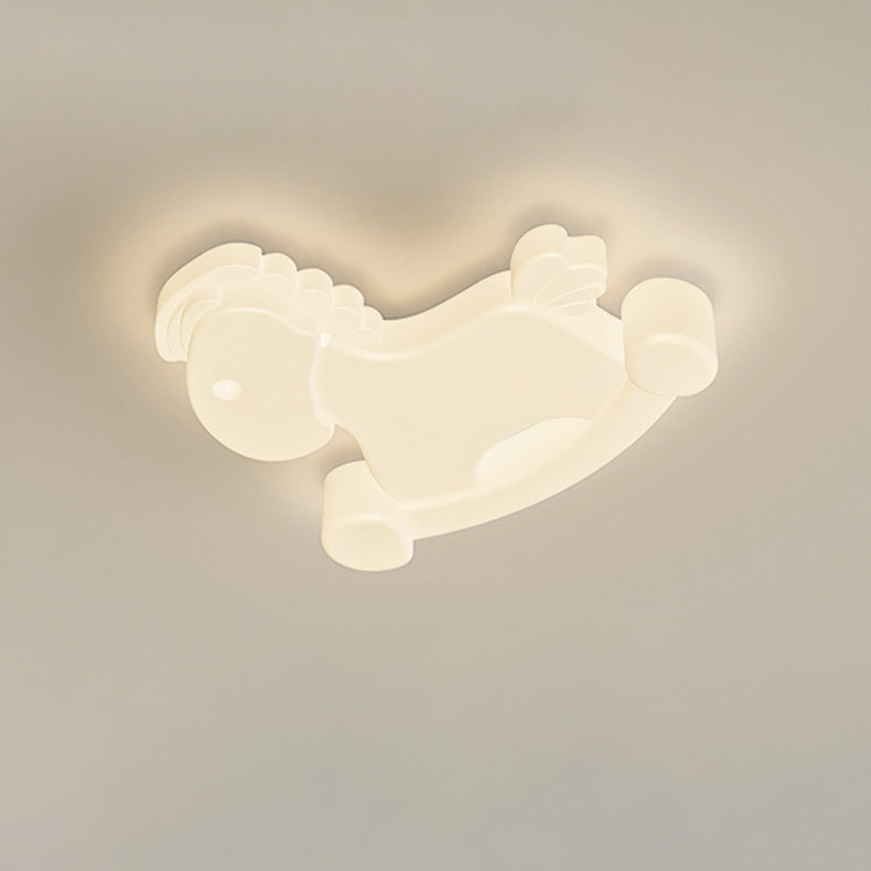 Contemporary Creative Unicorn PE Iron LED Flush Mount Ceiling Light For Bedroom