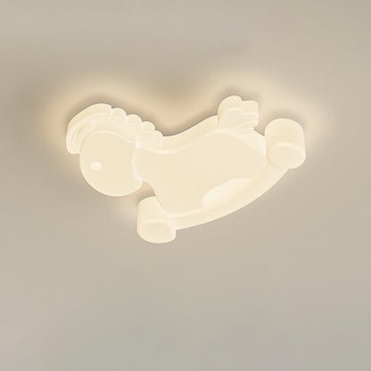 Contemporary Creative Unicorn PE Iron LED Flush Mount Ceiling Light For Bedroom