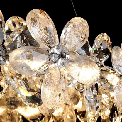 Contemporary Nordic Curve Flowers Crystal Hardware LED Chandelier Island Light For Dining Room