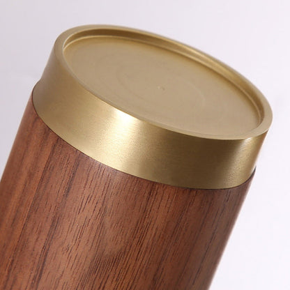 Traditional Japanese Cylindrical Flashlight Shape Copper Walnut Lampshade 1 - Light Wall Sconce Lamp For Living Room