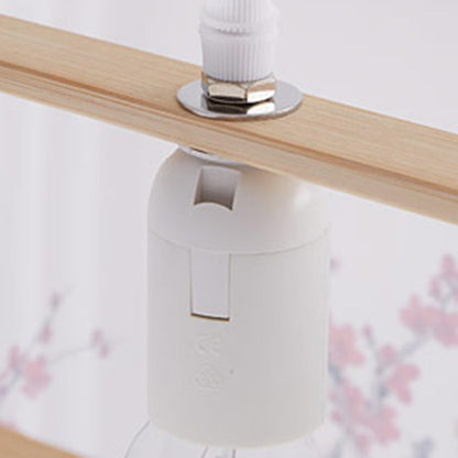 Traditional Japanese Square Cube Embroidery PVC Bamboo 1 - Light Chandelier For Dining Room