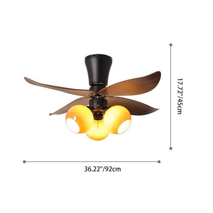Traditional French Four ABS Fan Round Glass Lampshade Iron 3 - Light Downrods Ceiling Fan Light For Living Room