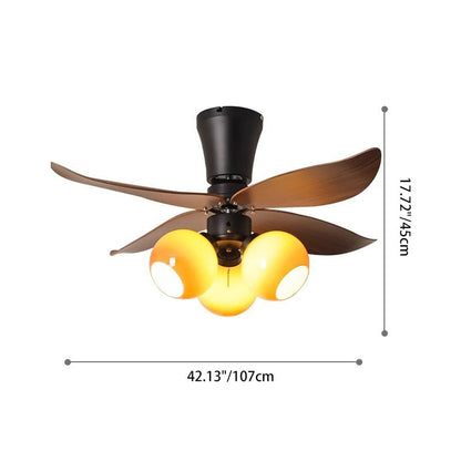 Traditional French Four ABS Fan Round Glass Lampshade Iron 3 - Light Downrods Ceiling Fan Light For Living Room