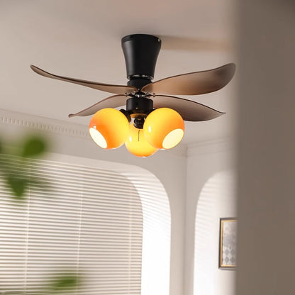 Traditional French Four ABS Fan Round Glass Lampshade Iron 3 - Light Downrods Ceiling Fan Light For Living Room