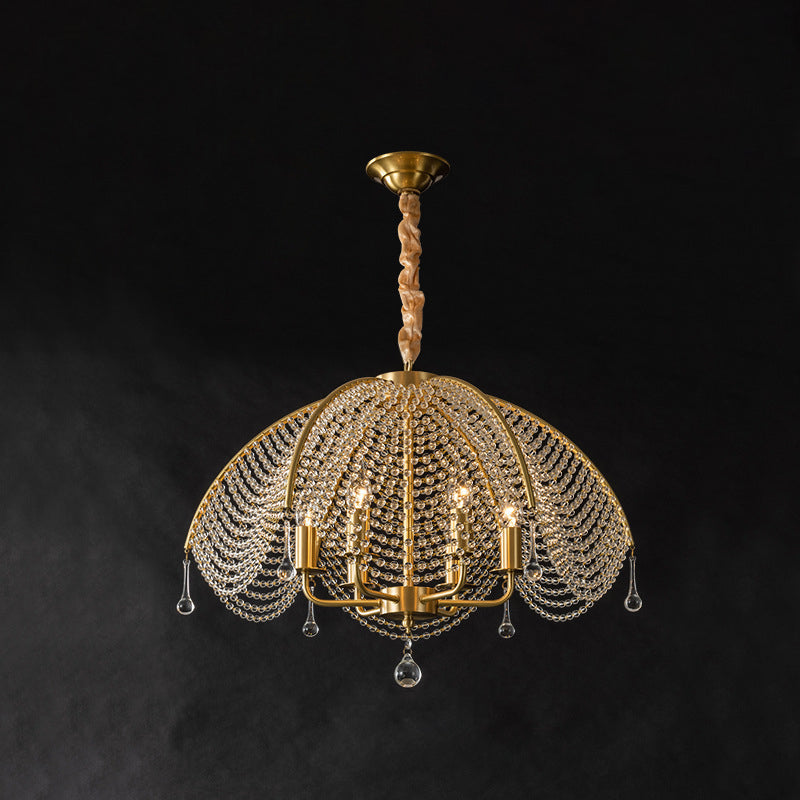 Modern Luxury Mushroom Copper Crystal 3/5/6 - Light Chandelier For Living Room