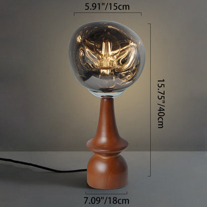 Contemporary Scandinavian Lava Irregular Round Solid Wood Acrylic 1 - Light Table Lamp For Living Room