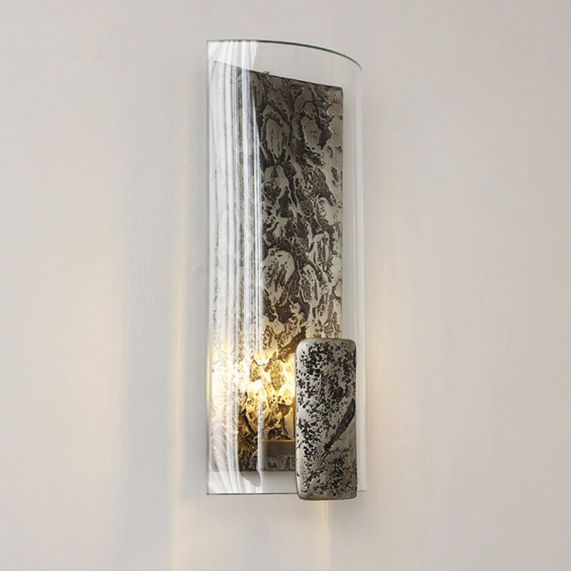 Modern Art Deco Semicircle Glass Aluminum 1 - Light Wall Sconce Lamp For Living Room