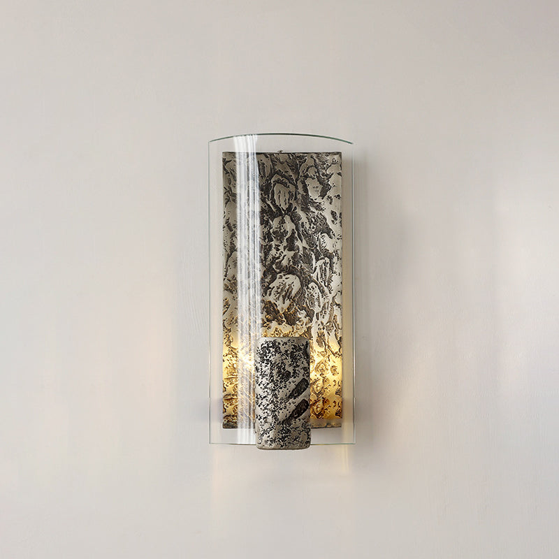 Modern Art Deco Semicircle Glass Aluminum 1 - Light Wall Sconce Lamp For Living Room