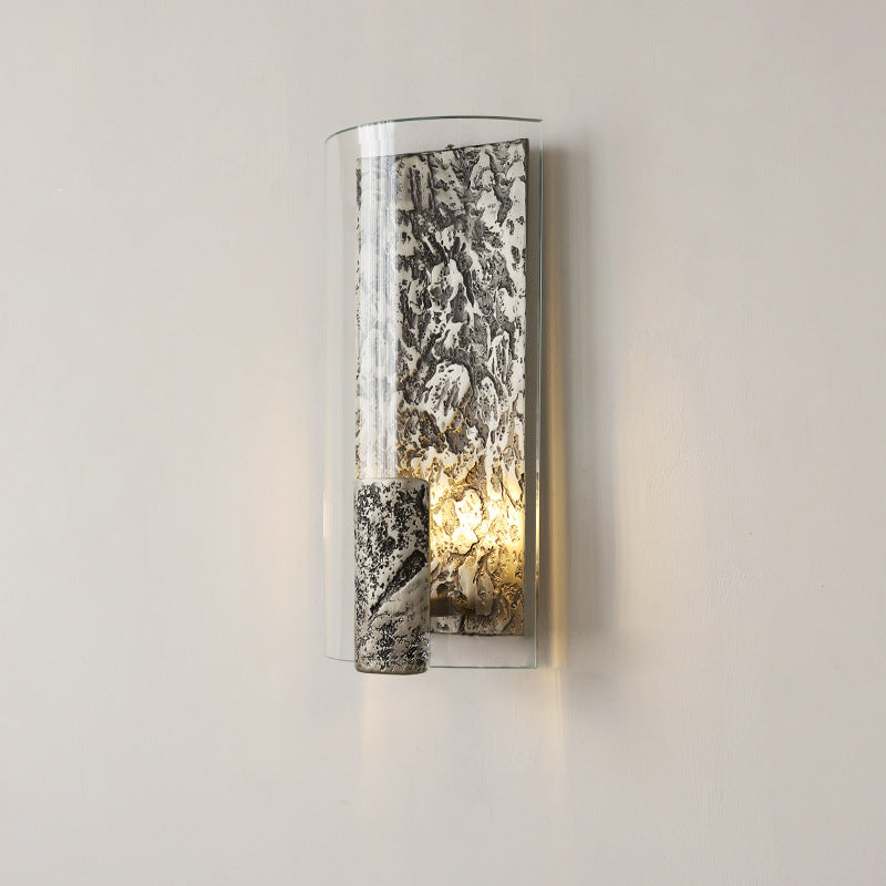 Modern Art Deco Semicircle Glass Aluminum 1 - Light Wall Sconce Lamp For Living Room